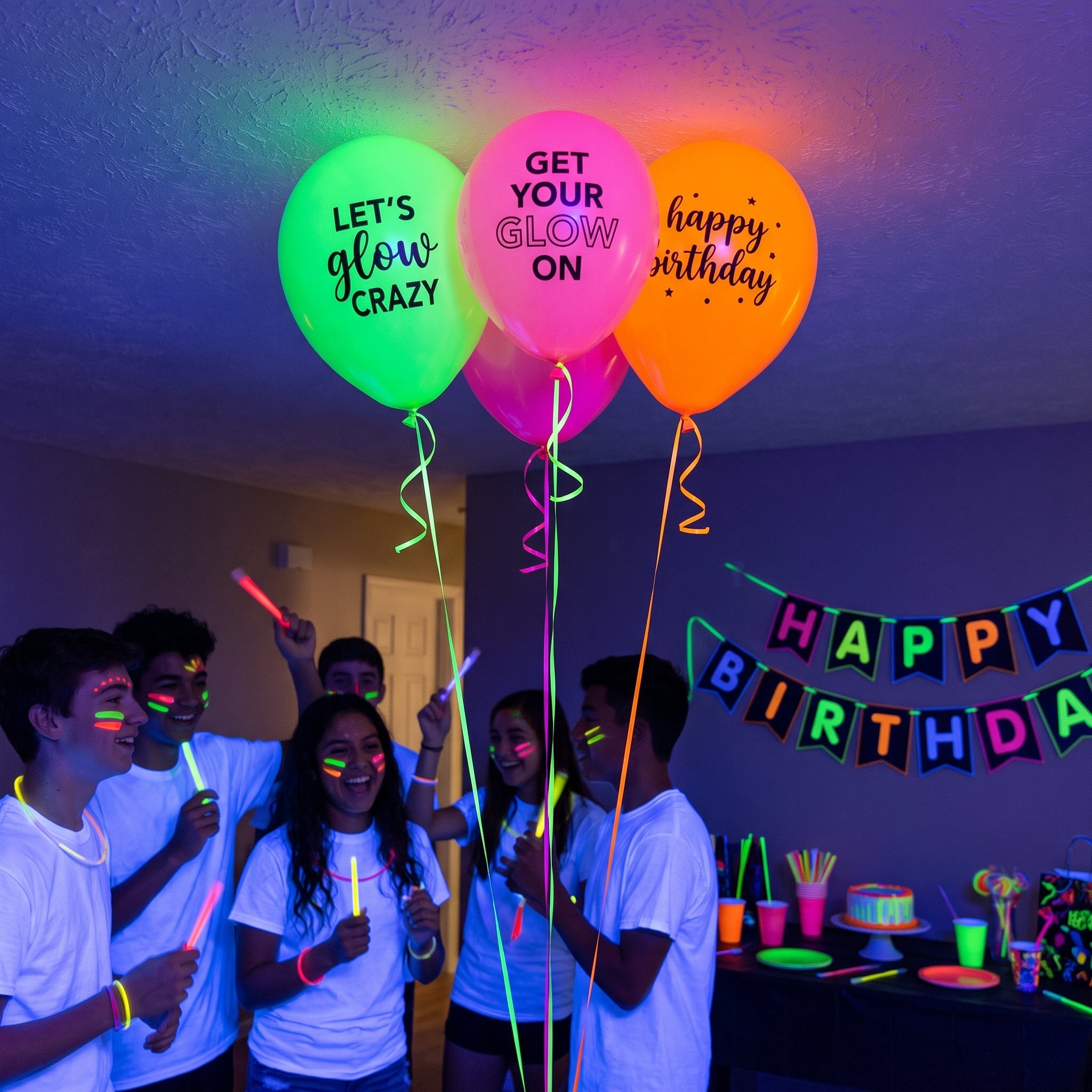 Neon Glow Party Balloons, 6-Pack