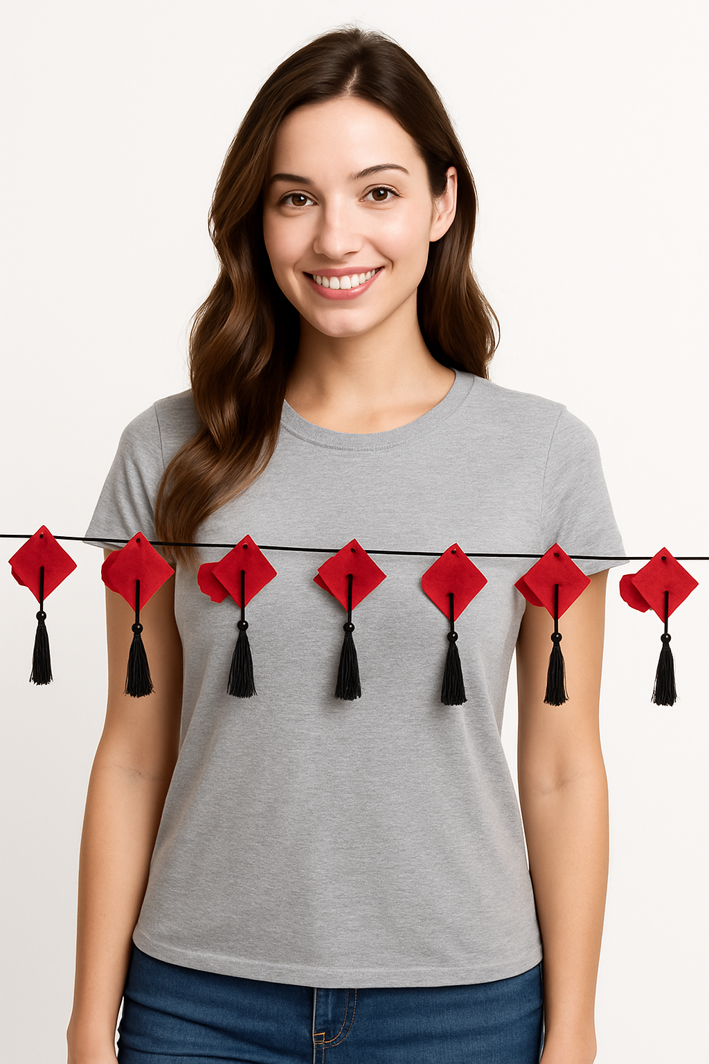 Red Felt Graduation Cap Garland