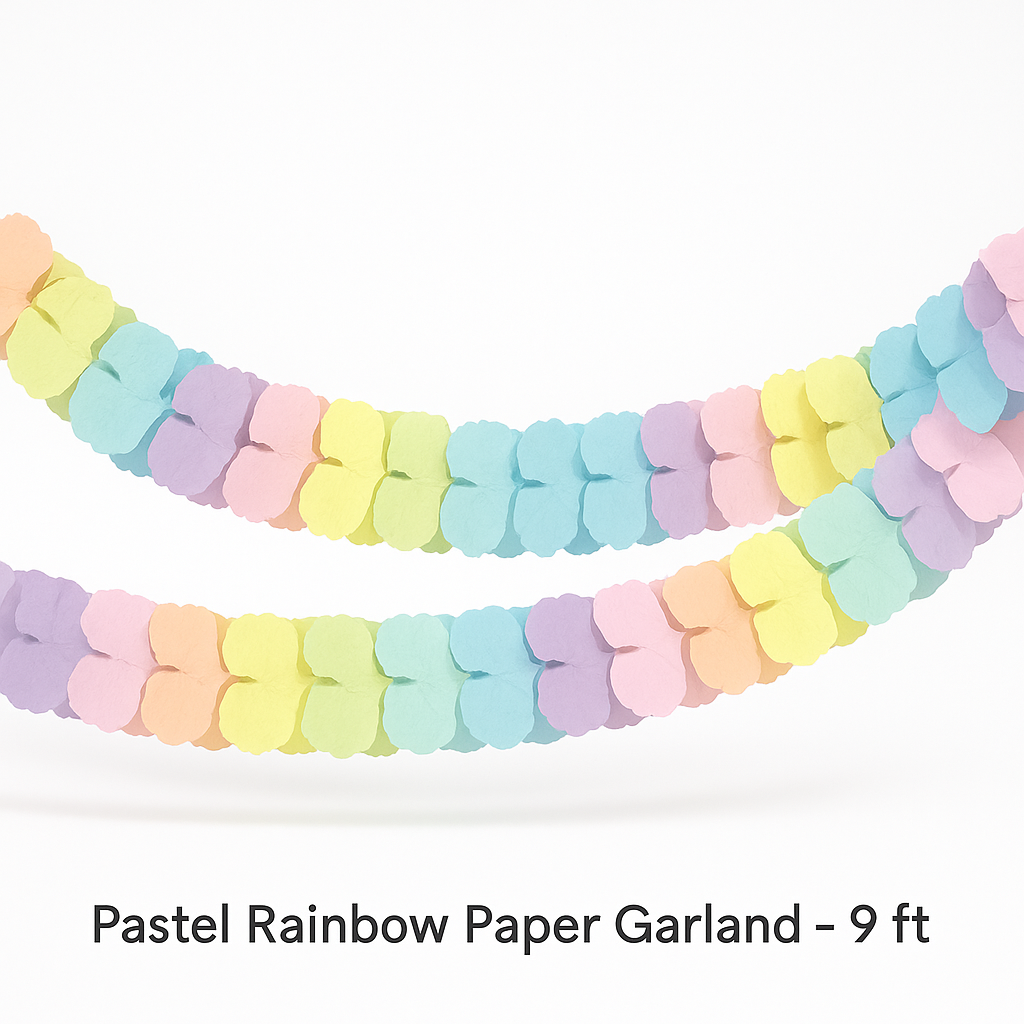 Pastel Rainbow Paper Garland - 9 ft