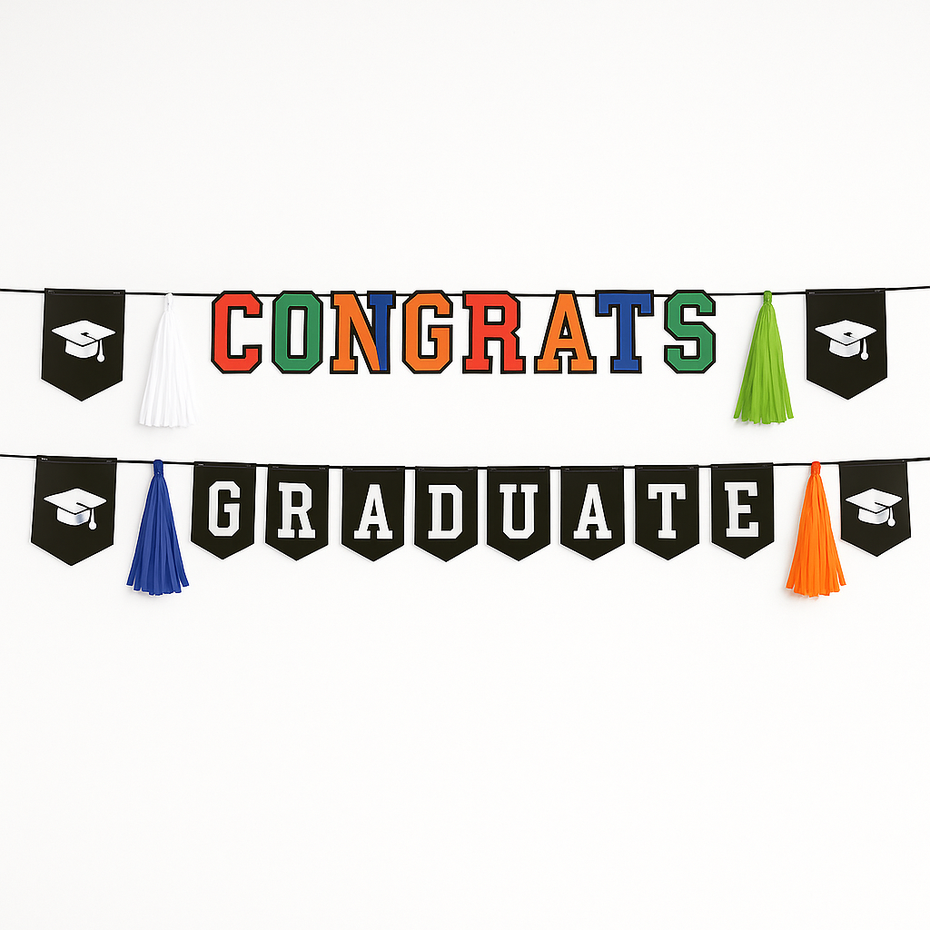 Congrats Grad Pennant Banner Kit, Multi-Coloured, 12 ft