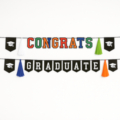 Congrats Grad Pennant Banner Kit, Multi-Coloured, 12 ft