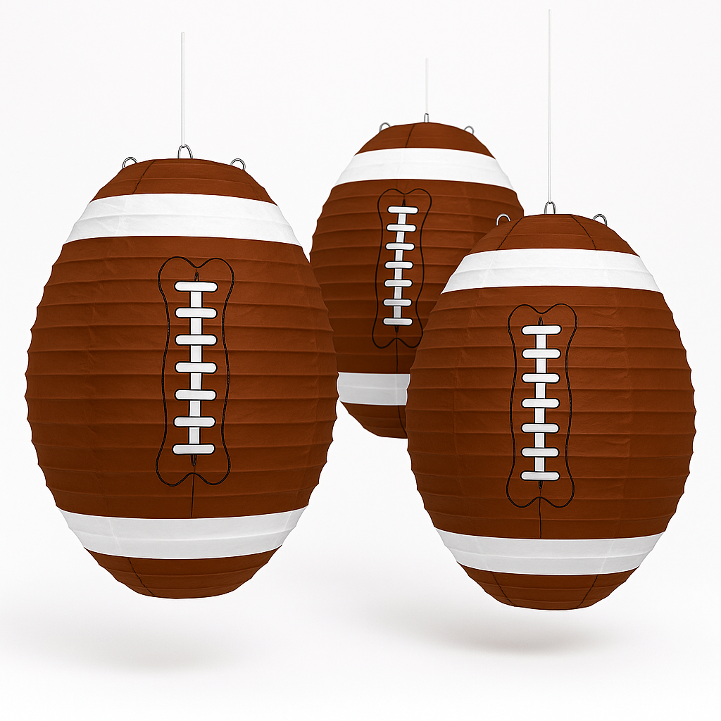 Football-Shaped Paper Lanterns - Set of 3