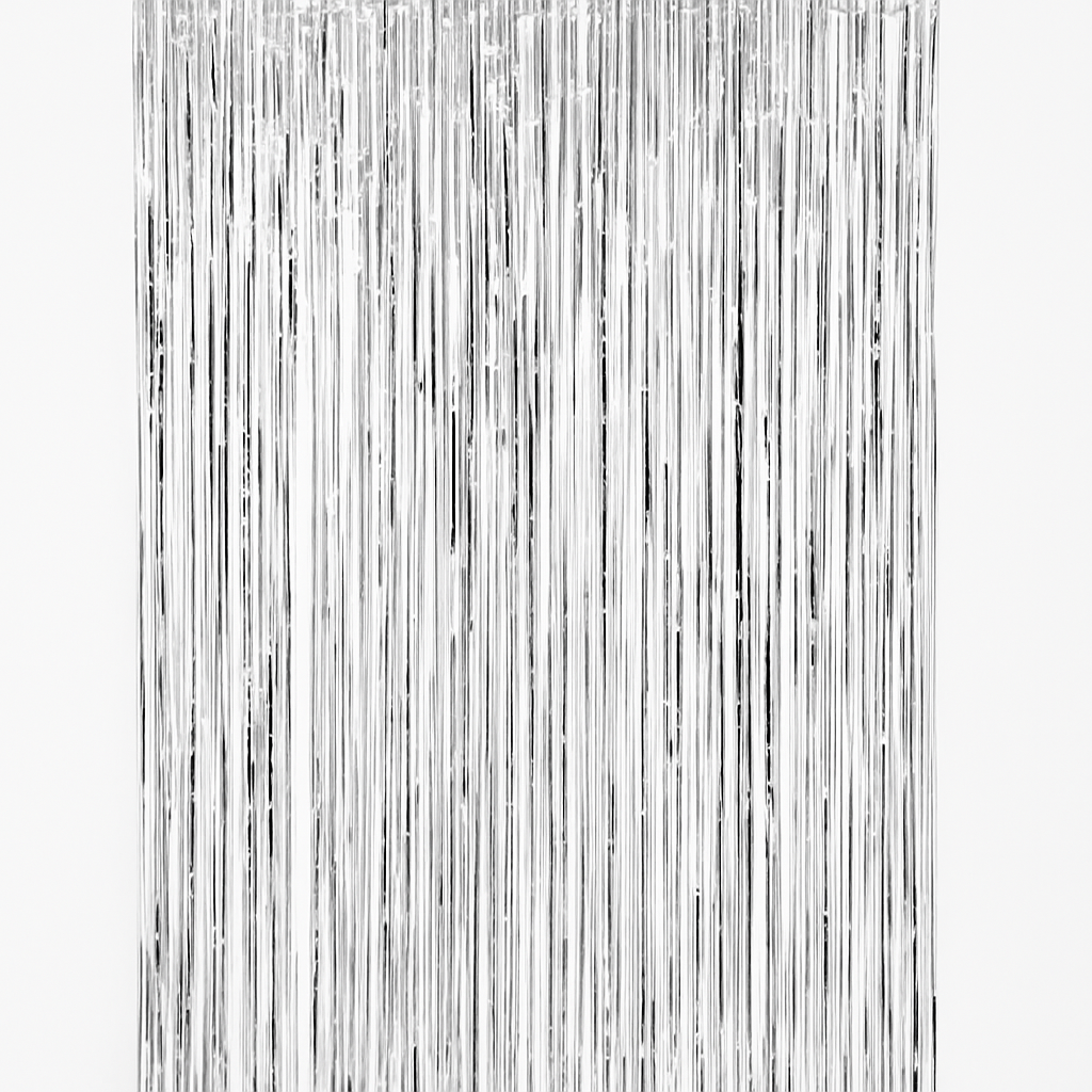Shimmering Silver Metallic Curtain - 3' x 8'