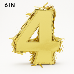 Metallic Gold Number 4 Mini Piñata Decoration - 6-Inch