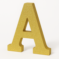 Glitter Gold Letter 'A' Hanging Decoration - 4-inch MDF