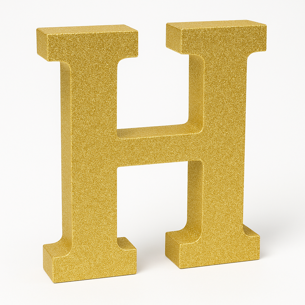 Glitter Gold Letter "H" Standing Decor Sign