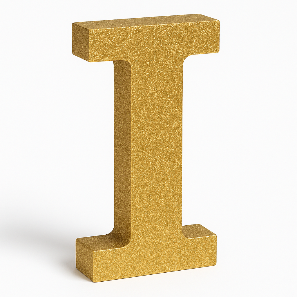 Glitter Gold Letter "I" Standing Sign - 4-Inch Party Decoration