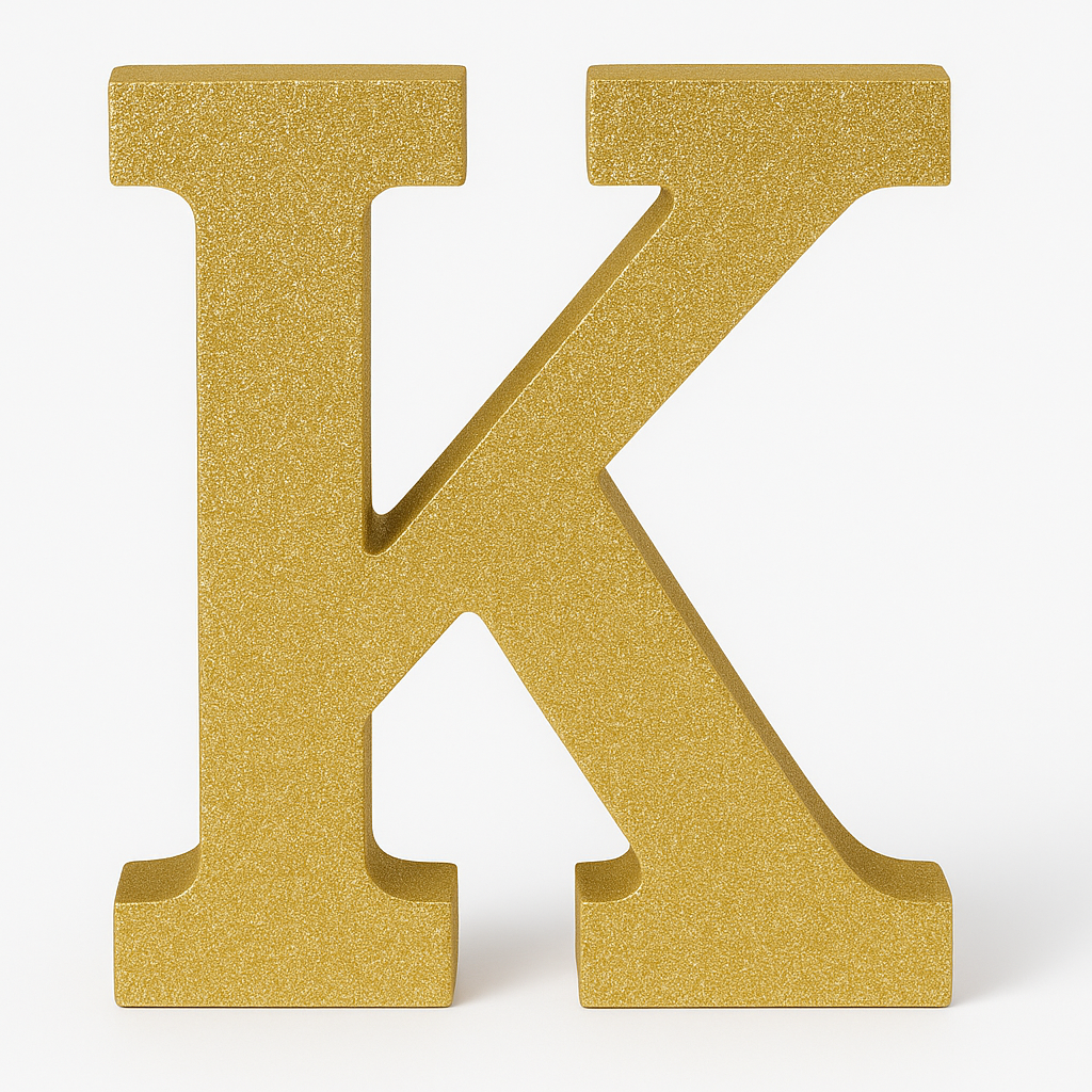 Glitter Gold Letter "K" Sign - Standing or Hanging Decoration