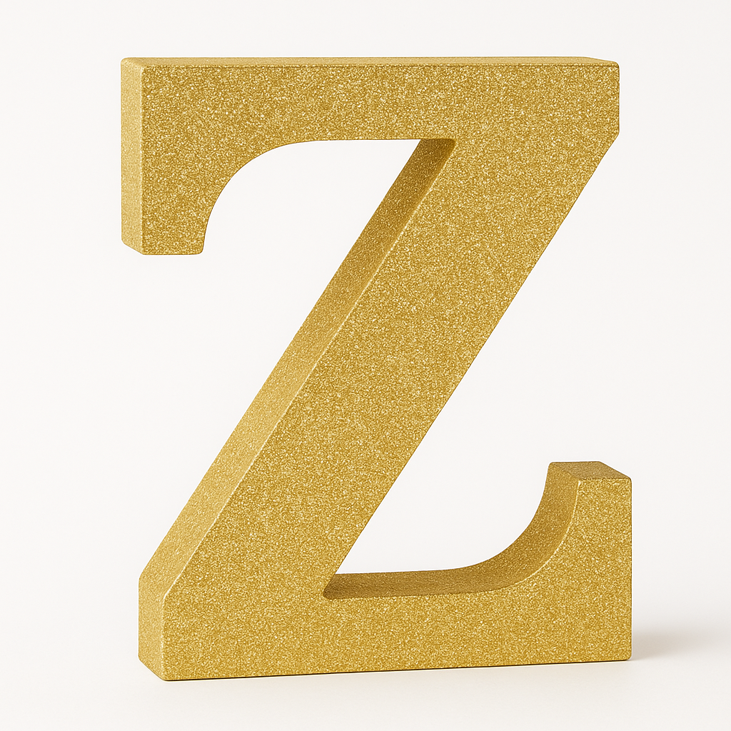 Glitter Gold Standing Letter "Z" Decoration - 4-Inch MDF Block