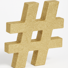 Glitter Gold Hashtag Symbol Sign for Parties