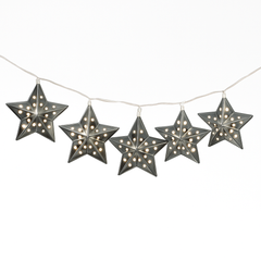 Silver Star LED String Lights - 10 Twinkling Lights, 13-inch