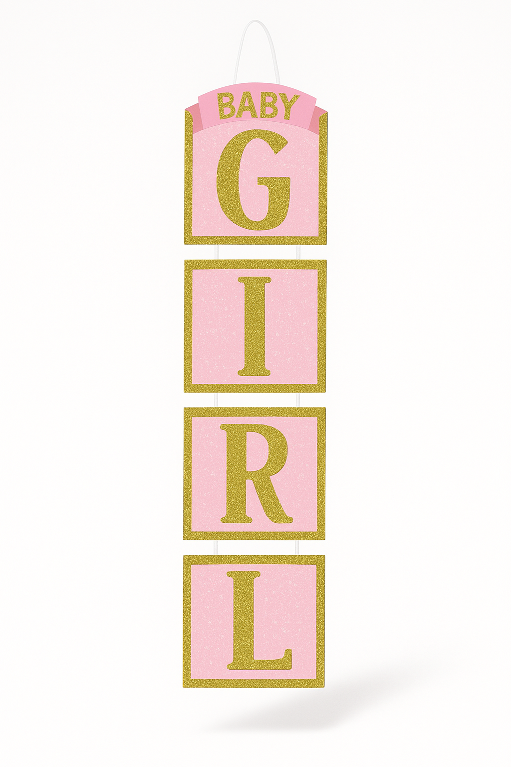 Glitter "Baby Girl" Hanging Sign Decoration for Baby Shower