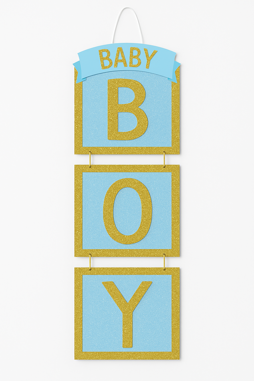 "Baby Boy" Glitter Hanging Sign Decoration for Baby Showers