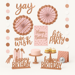 Blush Birthday Rose Gold Decorating Kit - 12-Piece Set