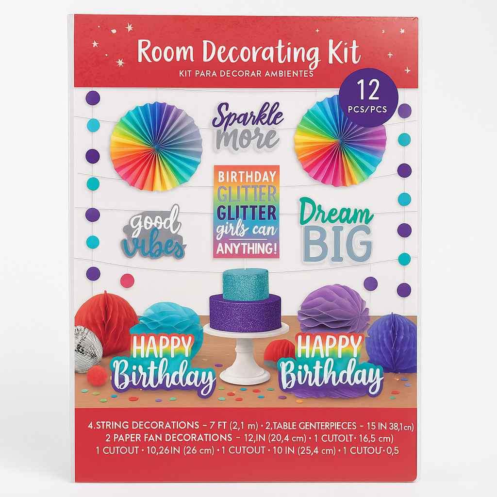 Sparkle Birthday Room Decorating Kit - 12-Piece Set
