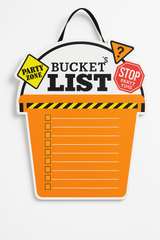 Over the Hill "Bucket List" Hanging Sign Decoration, 15-inch, Orange
