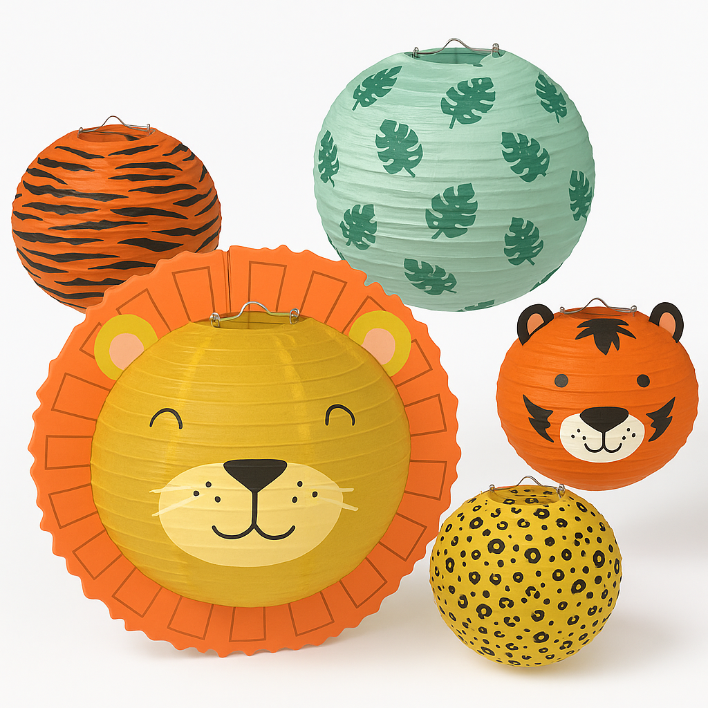 Get Wild Jungle Animal Paper Lanterns - Safari Birthday Decor