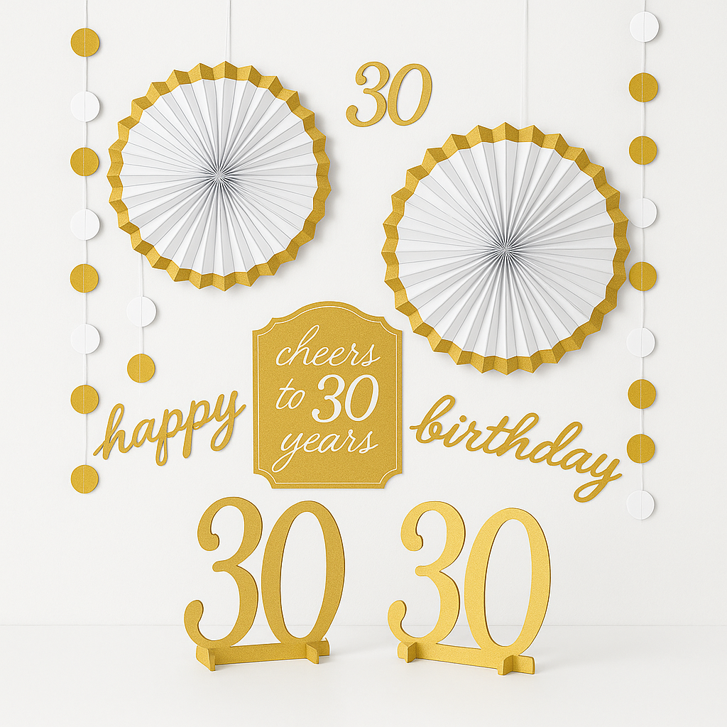 Golden Age 30th Birthday Room Decorating Kit - Gold Elegance