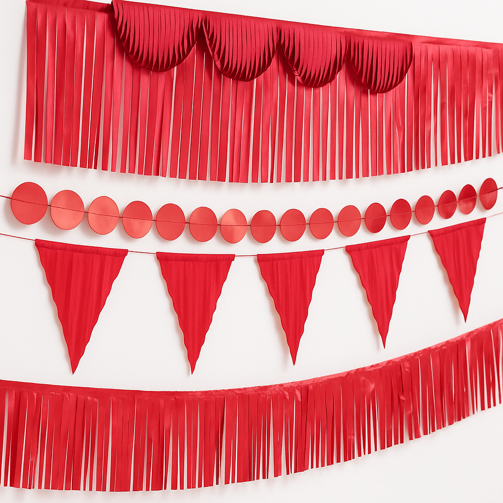 Red Metallic Fringe Banner Kit for Parties