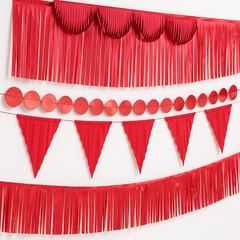 Red Metallic Fringe Banner Kit for Parties