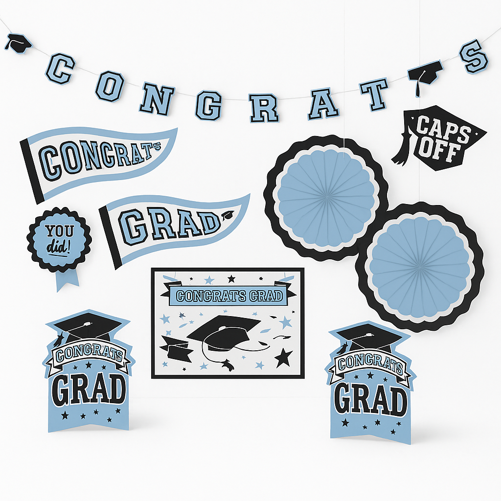 Graduation Party Room Decorating Kit - Powder Blue