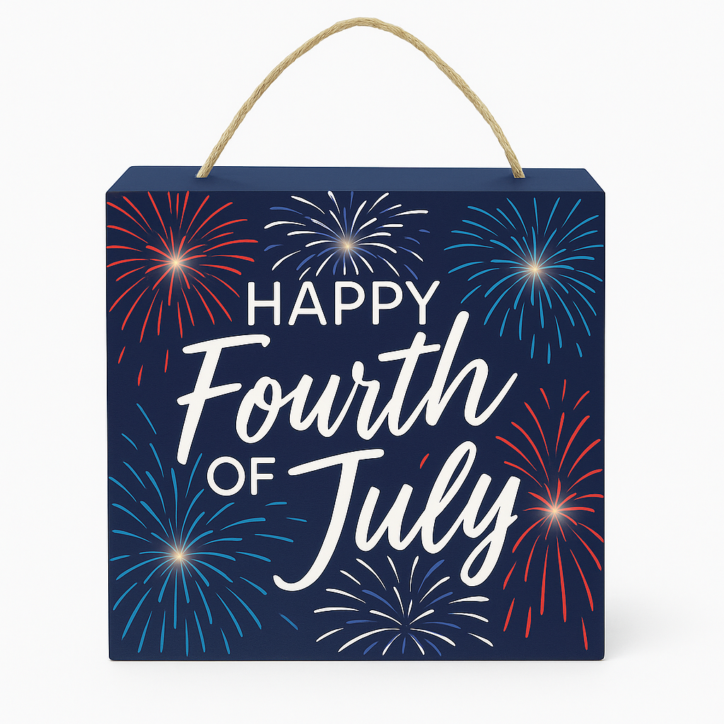Illuminated 4th of July Hanging MDF Sign