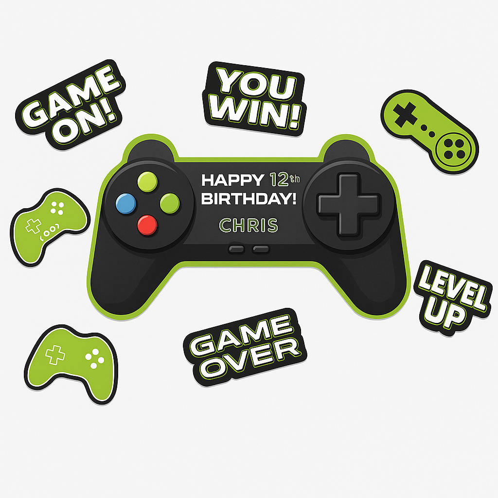 Level Up Gaming Wall Decoration Kit for Kids' Birthday Parties