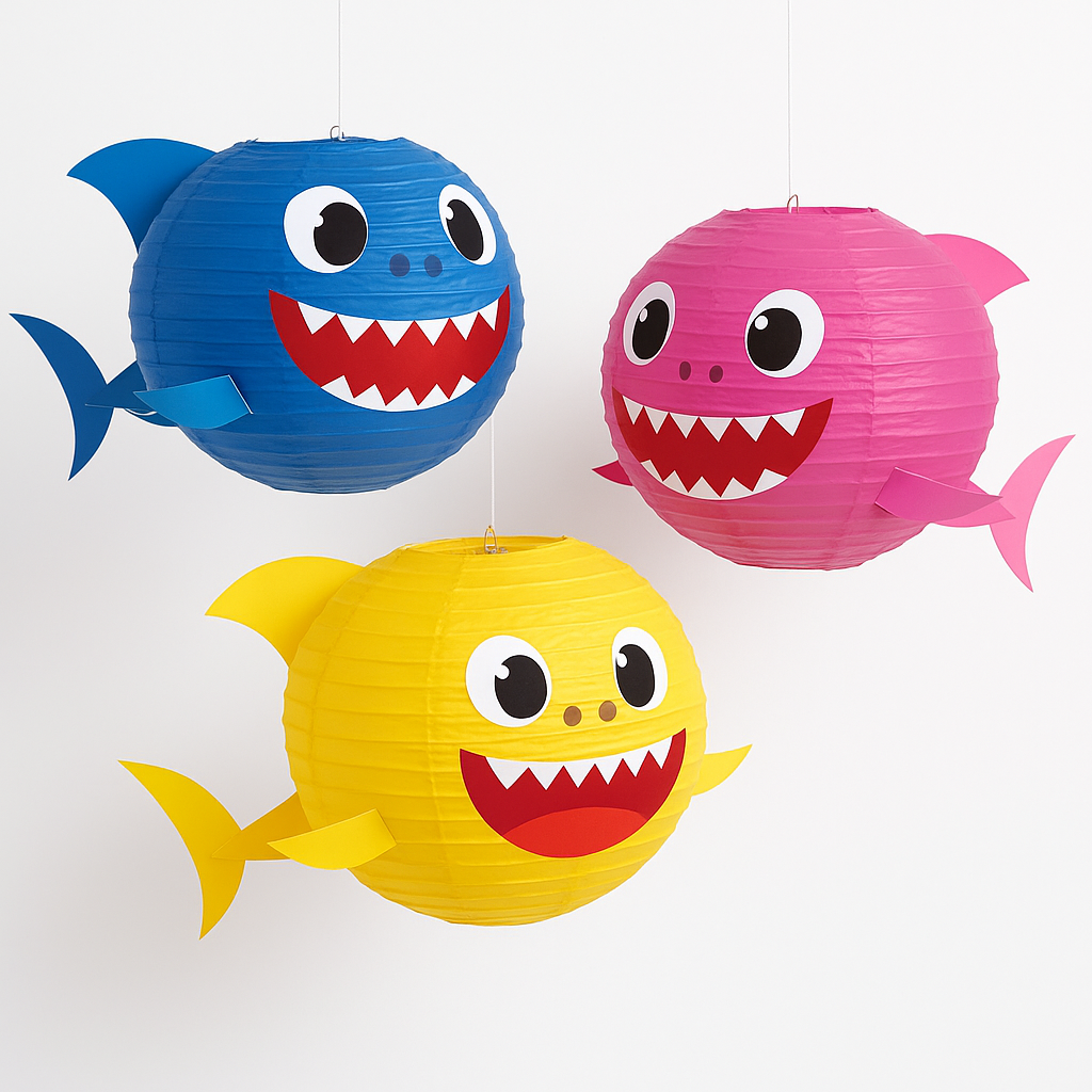 Baby Shark Paper Lantern Hanging Decorations - 3 Pack