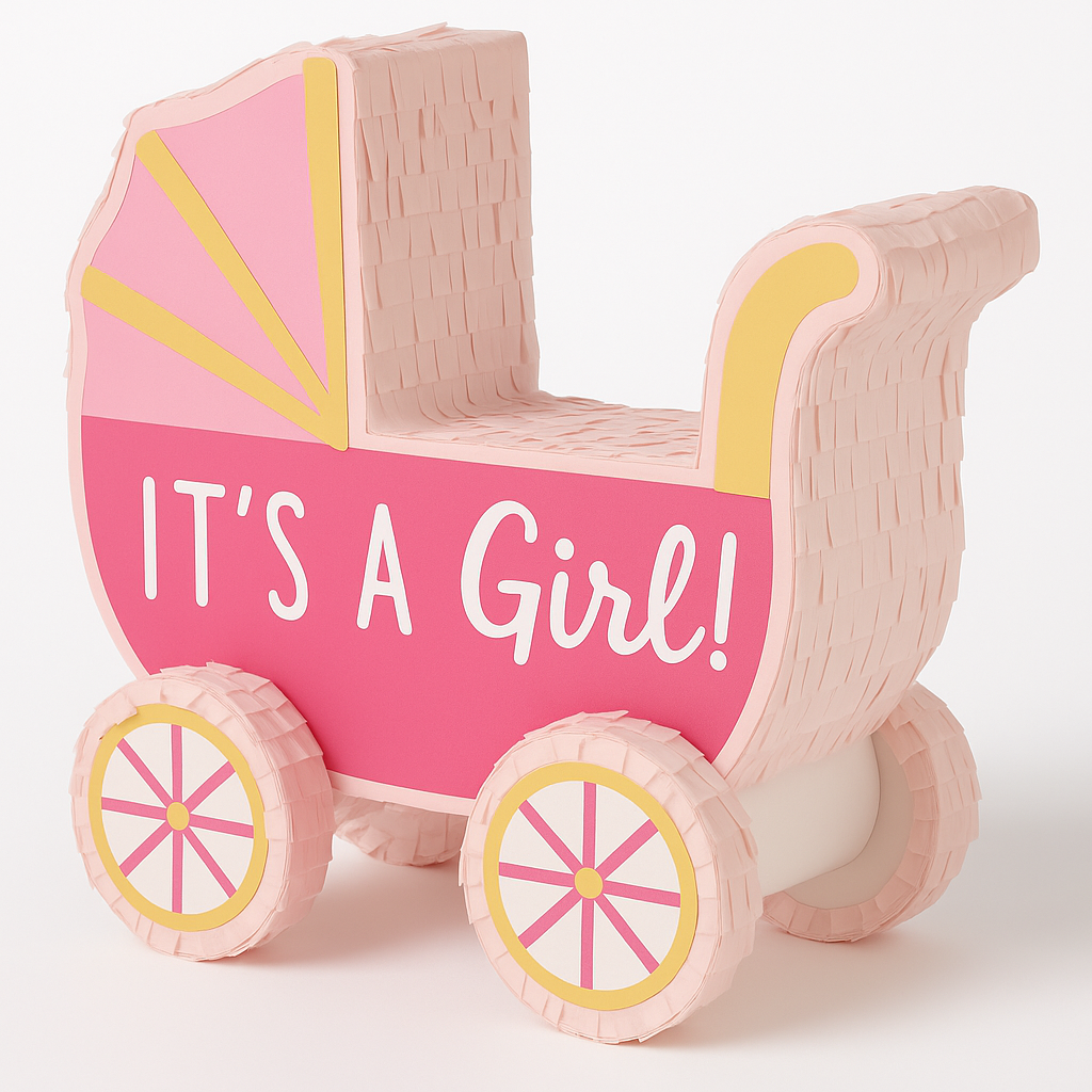 Mini Pink Baby Carriage Piñata Decoration