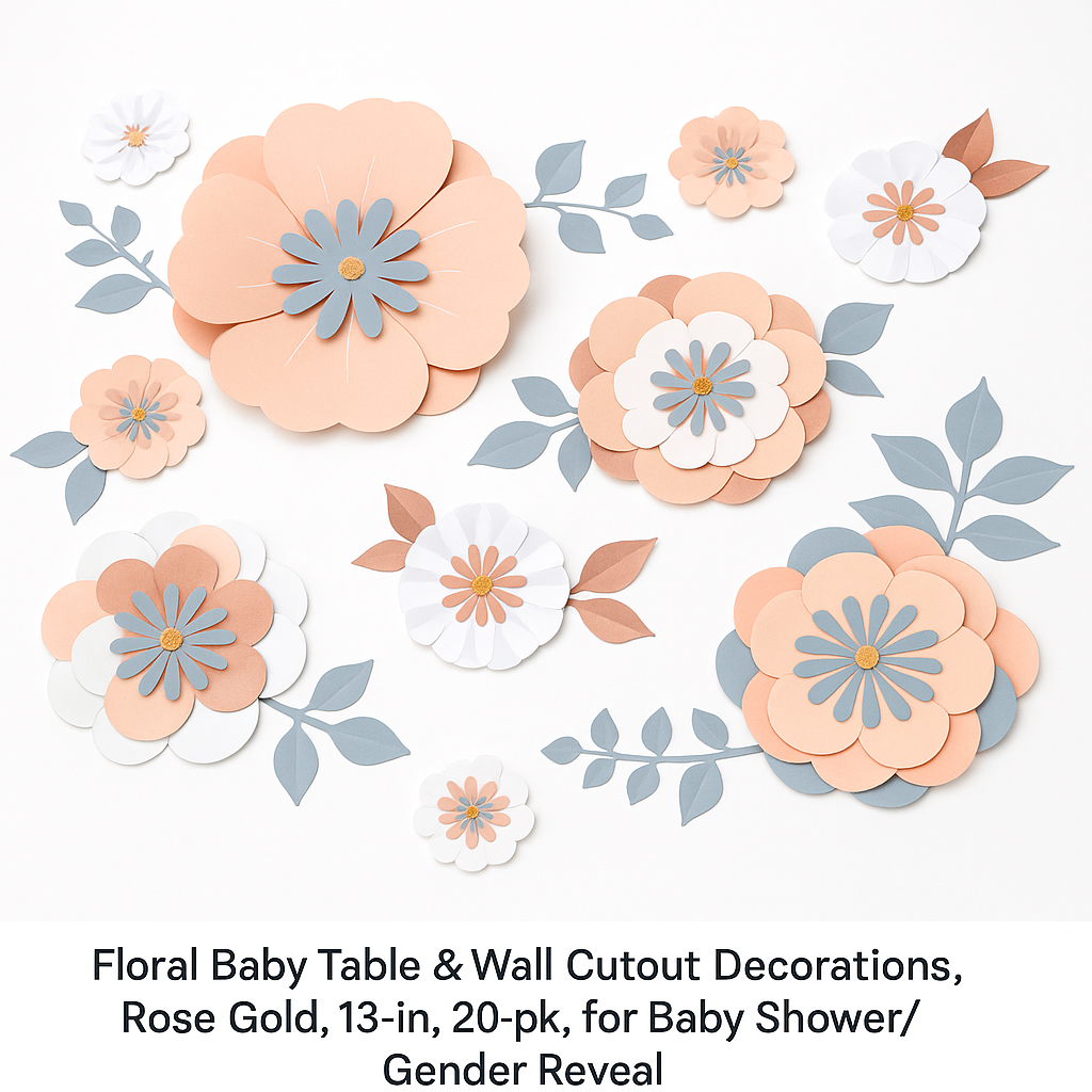 Rose Gold 3D Floral Hanging Wall Decorations