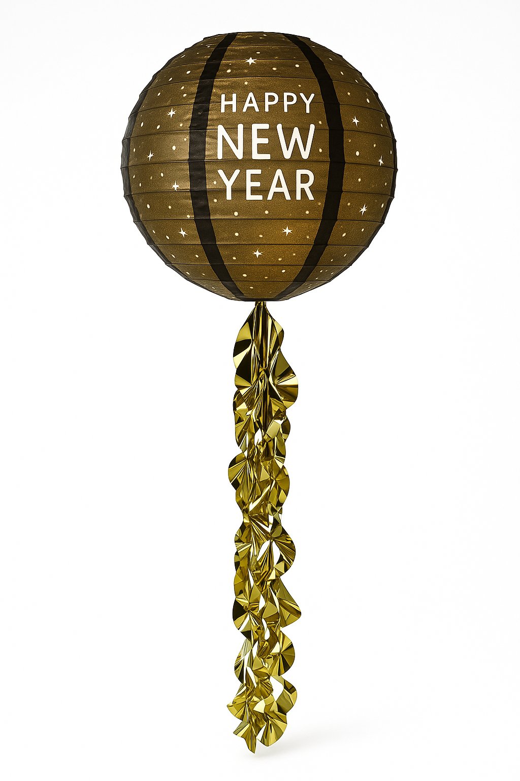 New Year's Eve LED Light Up Lanterns with Gold Fringe, 13-Inch, 2-Pack