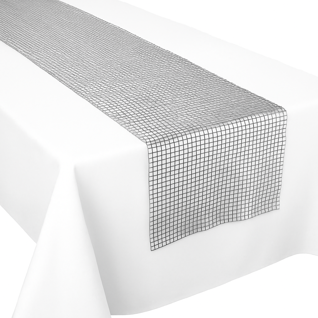 6-Foot Mirror Fabric Table Runner for New Year's Eve