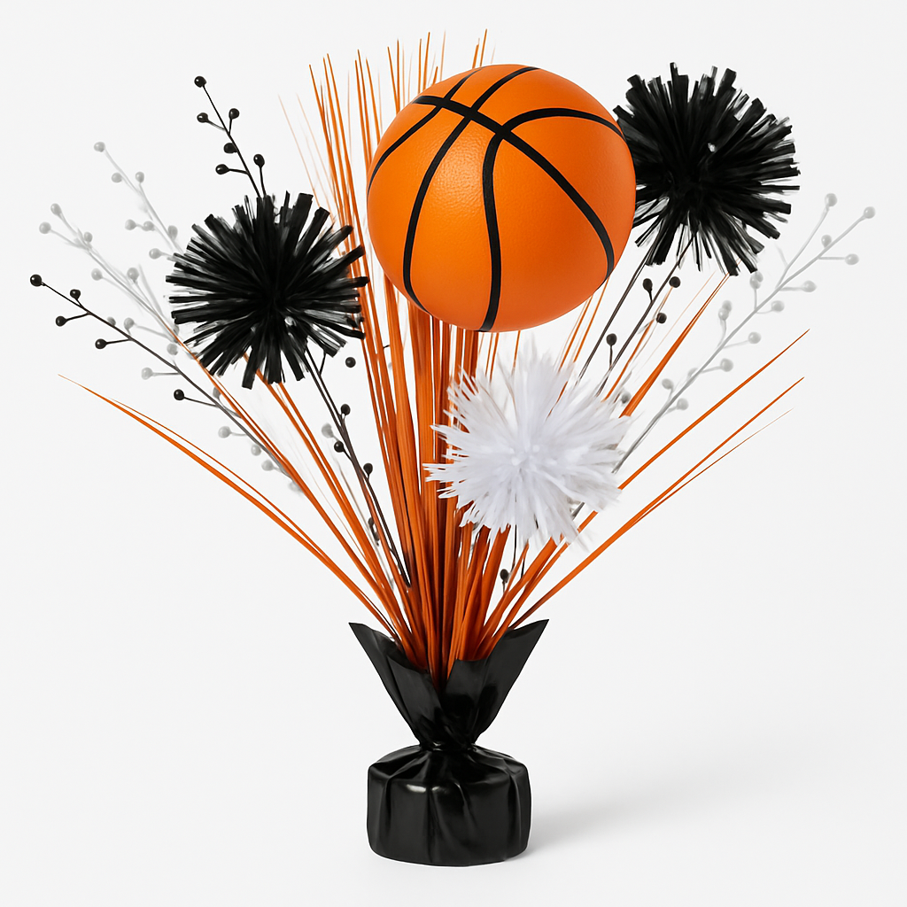 Basketball Tinsel Burst Spray Centerpiece Decoration