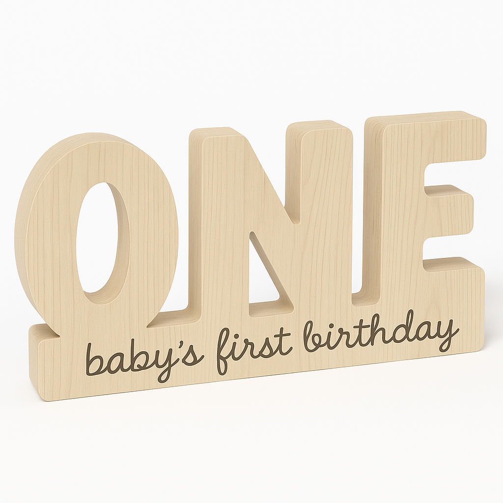 "ONE" Wooden Centerpiece Sign - Baby's First Birthday Decoration