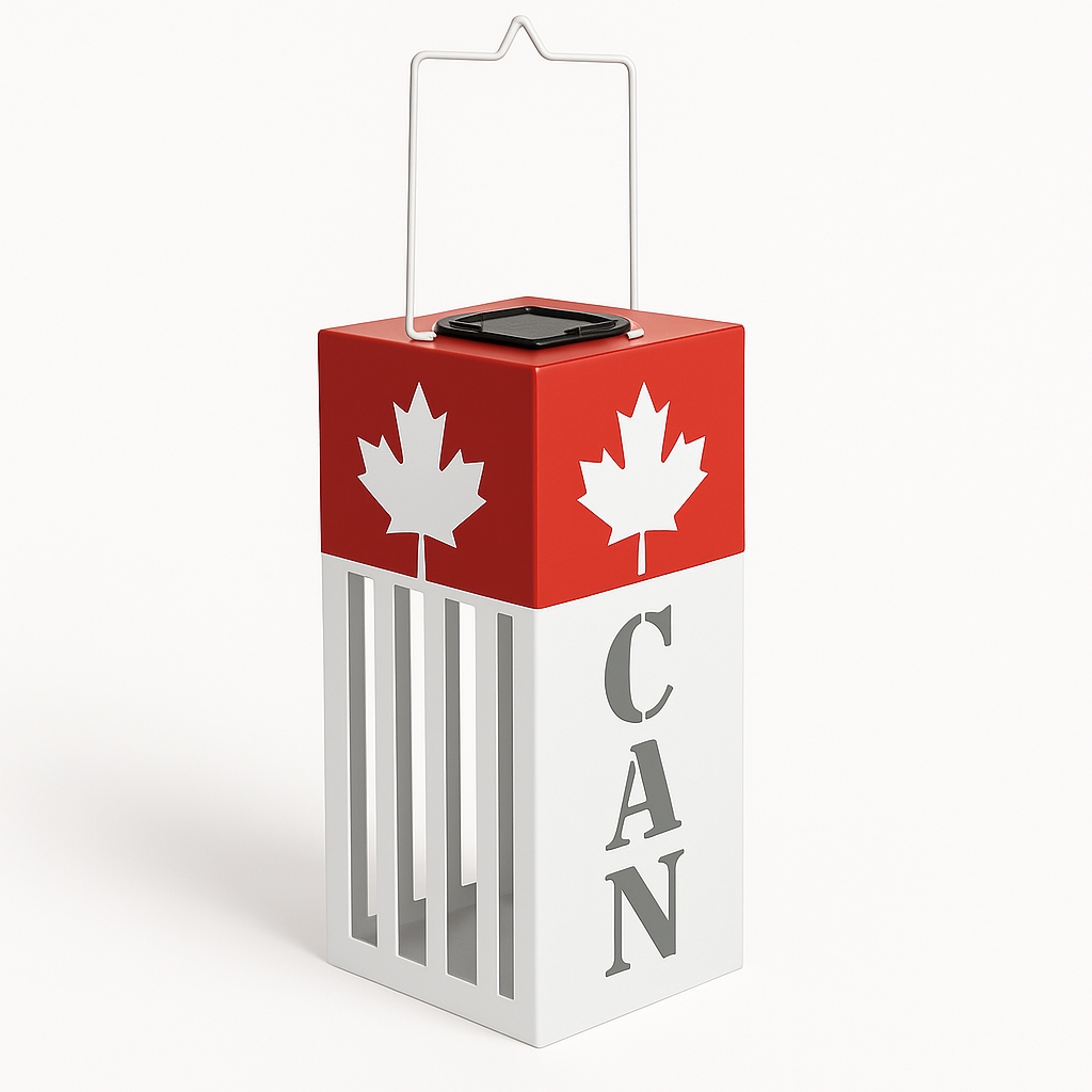 Canada Day Solar Lantern with Maple Leaf Cutouts