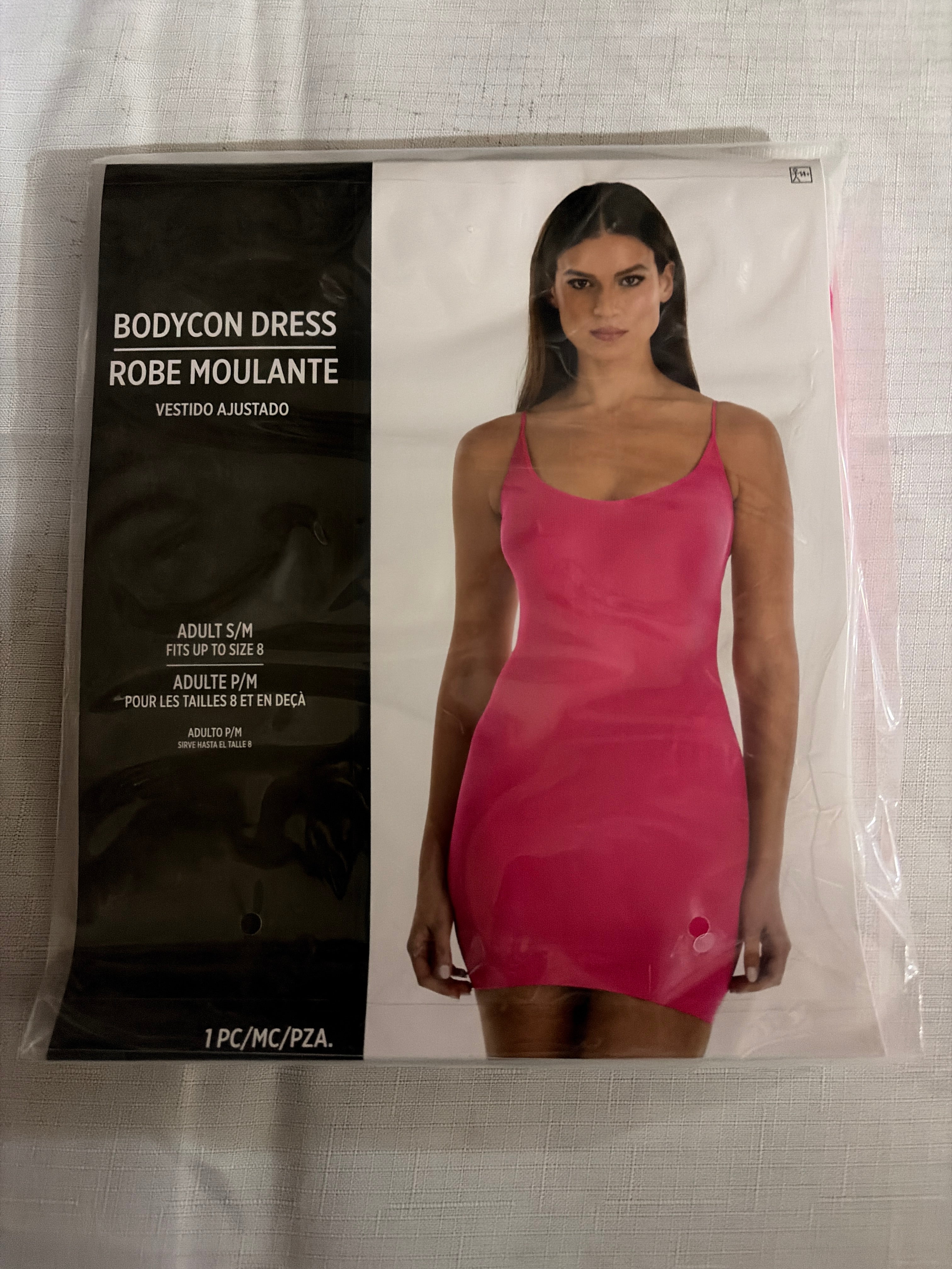 Women's Bright Pink Bodycon Dress - Halloween Costume Accessory - Adult S/M