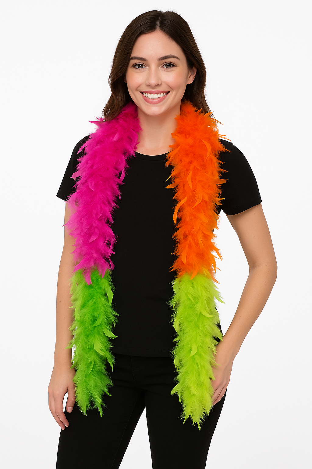 Vibrant Neon Feather Boa - 72" Costume Accessory