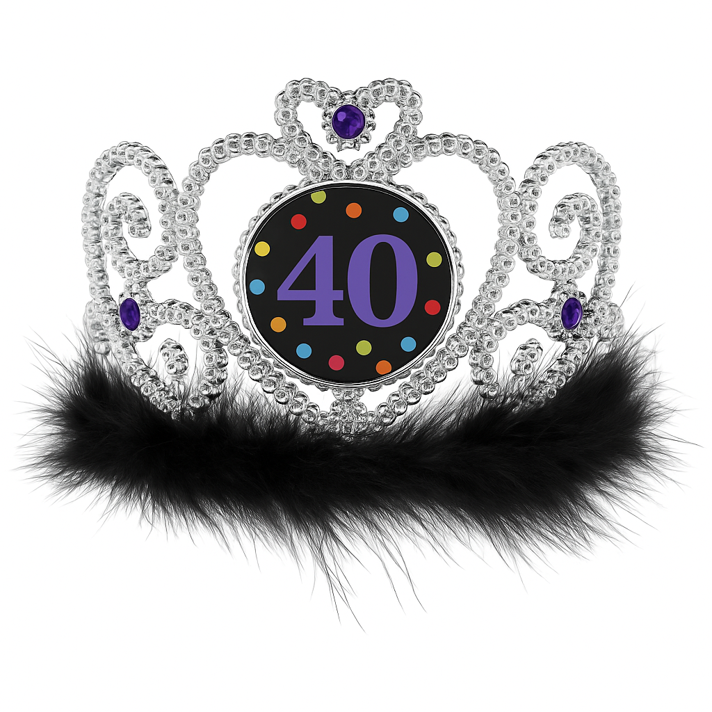 Flashing 40th Birthday Tiara with Light-Up LED Medallion