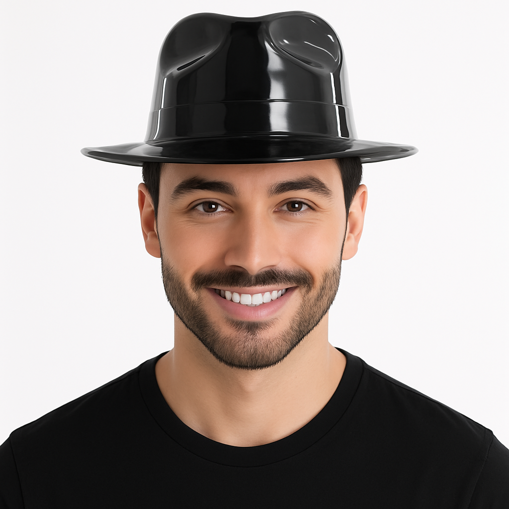 Black Shiny Fedora Hat - Stylish Costume Accessory