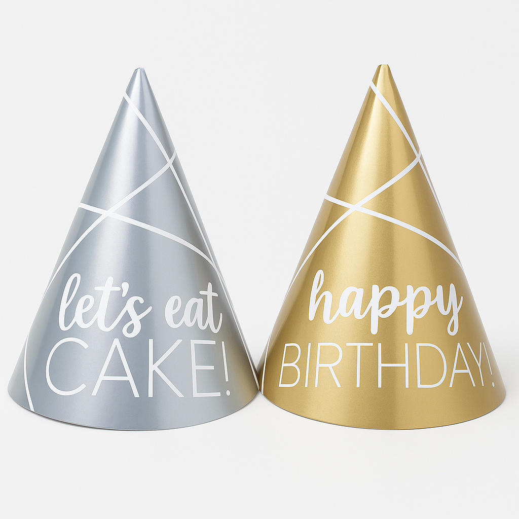 Mini Metallic Gold & Silver Cone Party Hats, 12-Pack