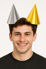 Gold & Silver Foil Party Cone Hats