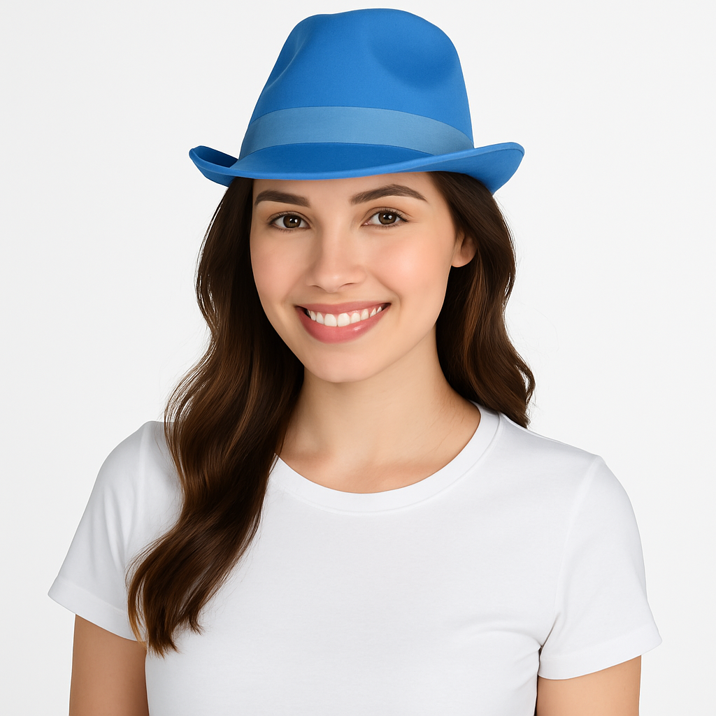 Light Blue Fedora Hat - Stylish Costume Accessory