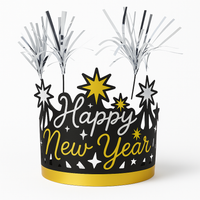 Sparkling "Happy New Year" Tiara Crown - Gold/Silver/Black
