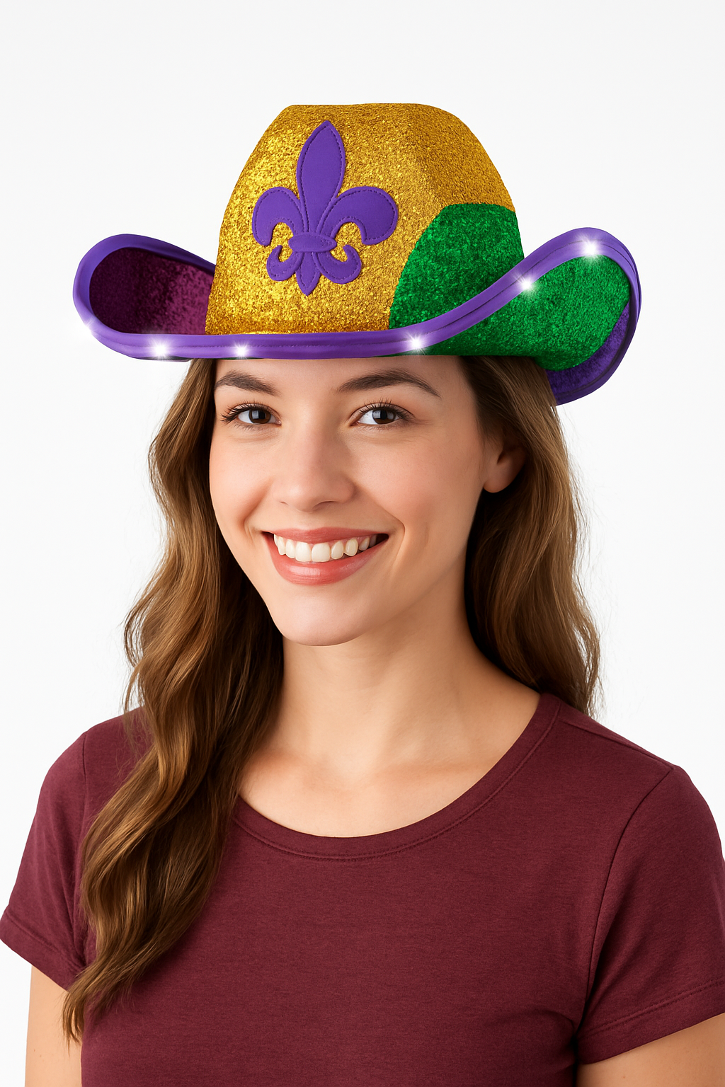 Mardi Gras Light-Up Cowboy Hat