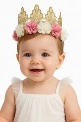 Deluxe Gold Lace Birthday Crown for Infants