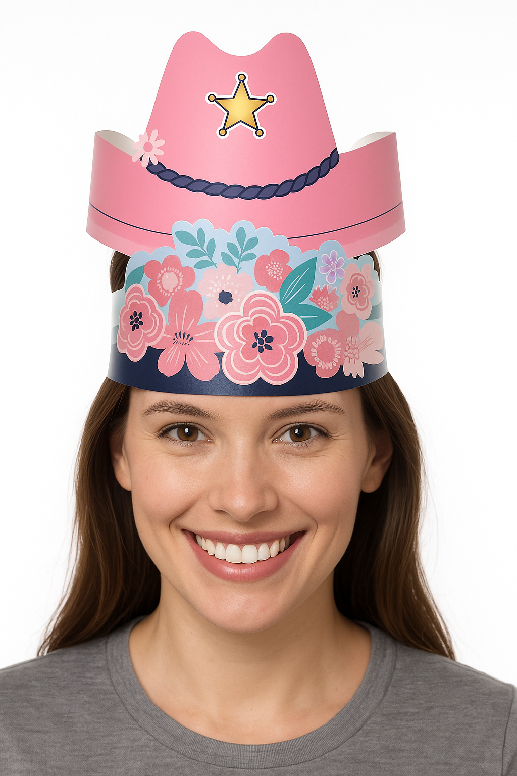 Saddle Up Cowgirl and Flower Crown Paper Hats, 8-Pack