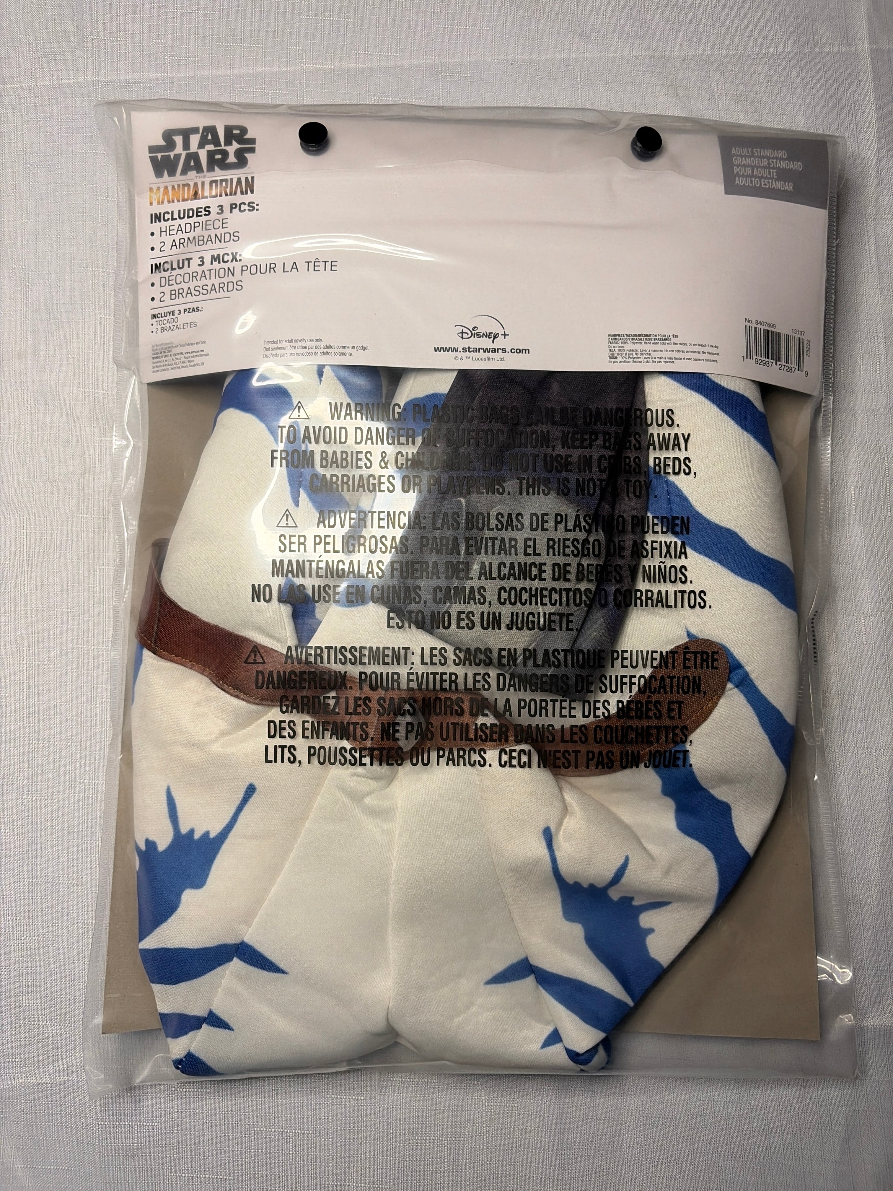 Star Wars Ahsoka Costume Accessory Kit with Headpiece & Arm Sleeves - Adult One Size