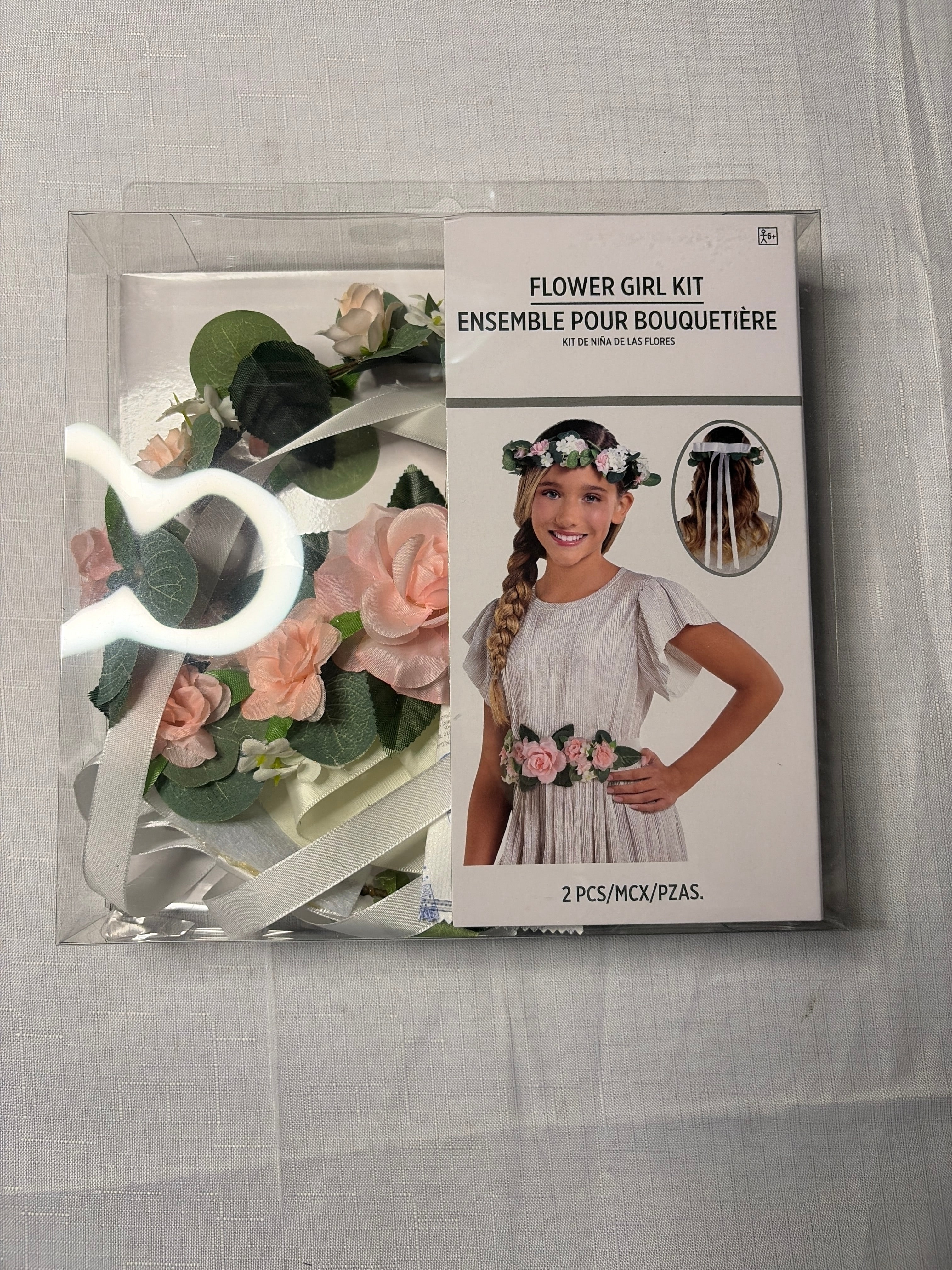 Greenery Flower Girl Set with Floral Crown & Sash - One Size
