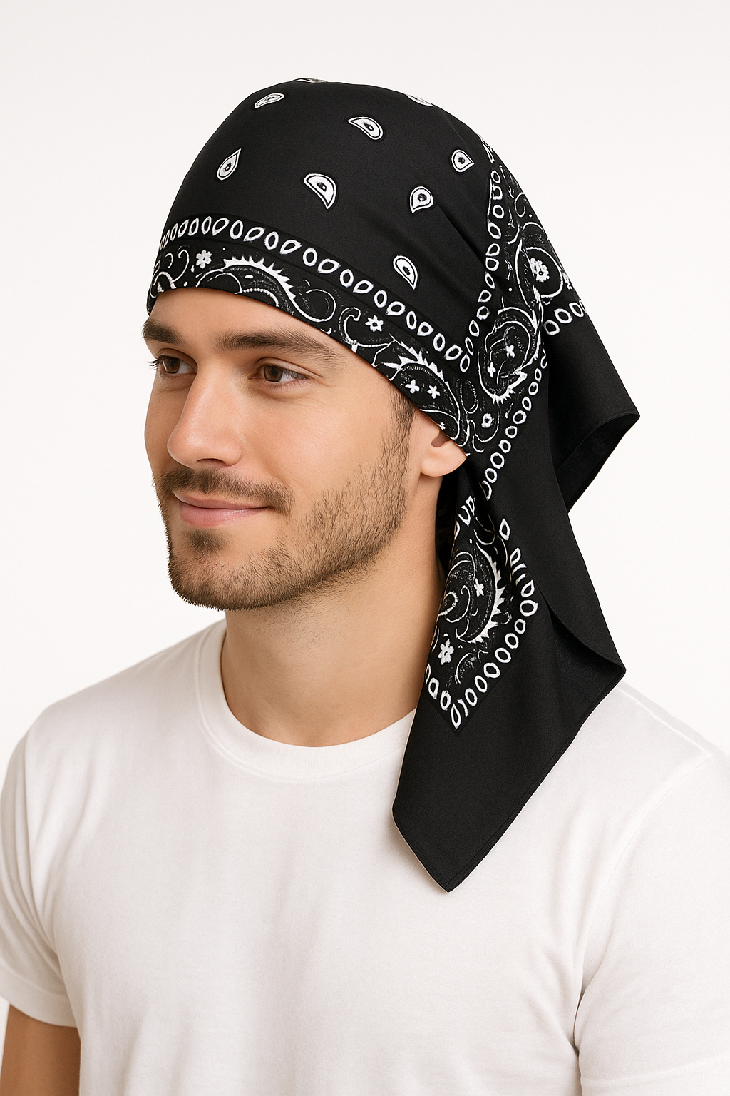 Classic Black Paisley Bandana - Versatile Wearable Accessory