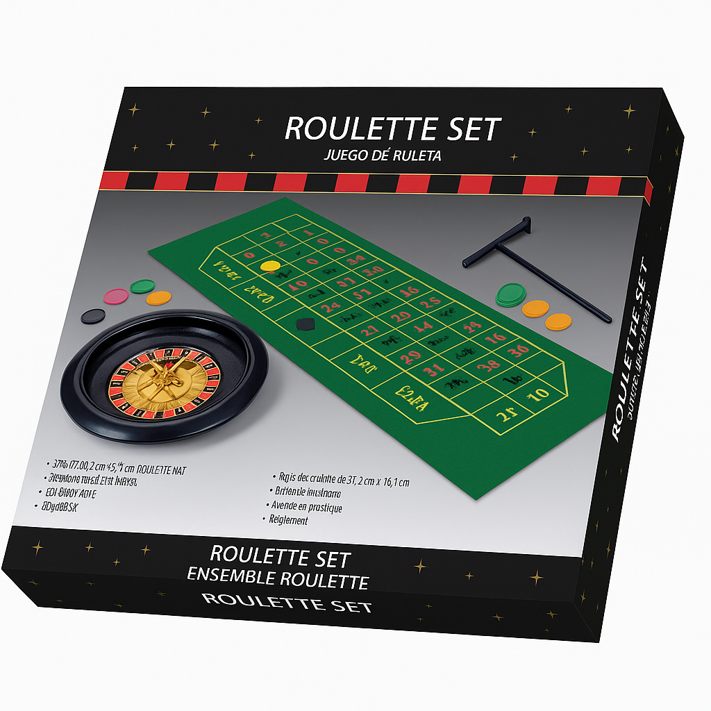 Casino Roulette Game Set with Wheel and Chips